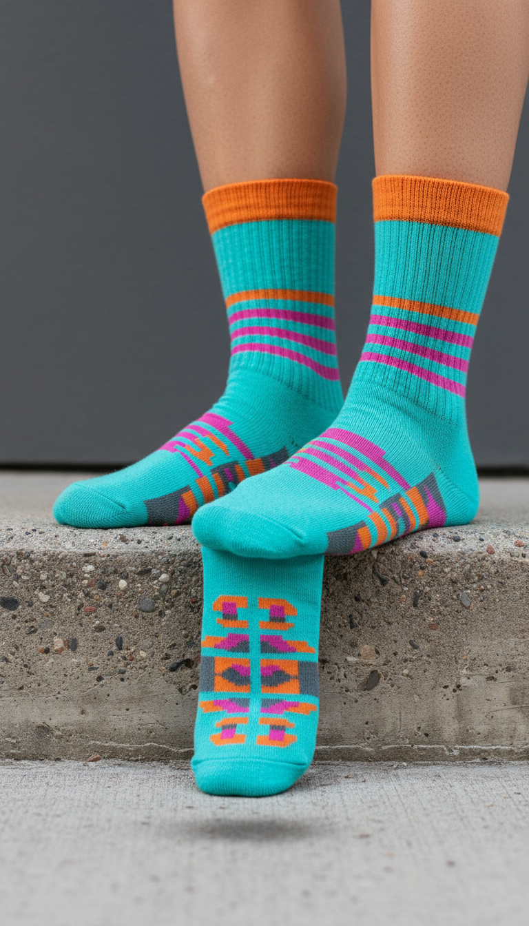 Electric Aqua Crew Sock